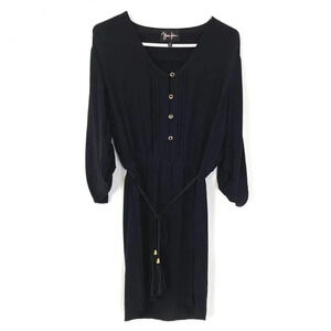Yumi Kim Silk Dress Womens Size Small Black Tie Waist Button Down Top